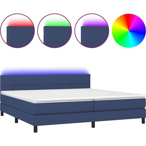 Maison Exclusive - Letto a Molle Materasso e LED Blu 200x200cm in Tessuto (1/5)