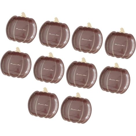 Lot de 10 assiettes en carton citrouille d'Halloween, plateaux de service décoratifs pour table, café, restaurant, fête d'Halloween-9inch Coffee (1/5)