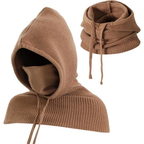 3-in-1 Kapuzenschal mit Sturmhaube, winddicht, für Damen und Herren, Khaki (1/5)