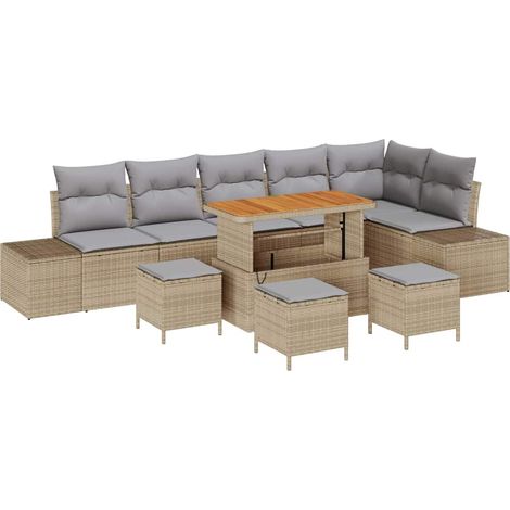 Maison Exclusive - Set Divano da Giardino con cuscino 10 pcs Beige Poly Rattan