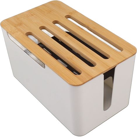 Boîte de rangement pour routeur Wi-Fi domestique, grand espace, multi-orifices, revêtement en bambou, organisateur pour routeur Wi-Fi domestique (1/5)