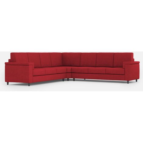Divano Angolare 7 Posti 286x286x85 cm Marrak in Tessuto Rosso (1/5)