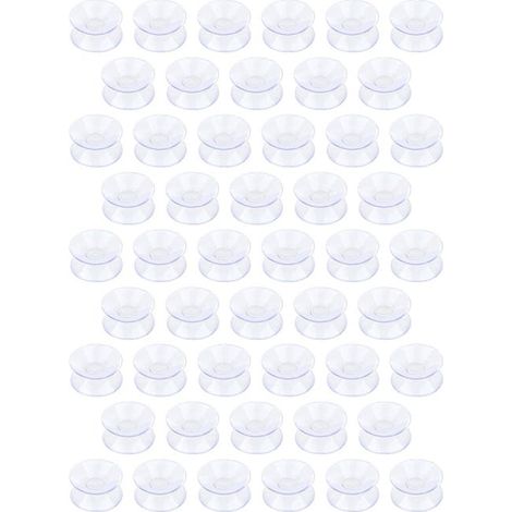 Confezione da 50 ventose biadesive da 3 cm, realizzate in plastica PVC trasparente, adatte per piani di tavoli in vetro e specchi (1/5)