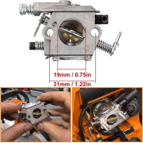 NALOOKAMIC MS 250 Carburateur pour Sthil MS210 MS230 MS250 021 023 025 MS230C MS250C Pièces de tronçonneuse, remplace WT-286 1123-120-0605, avec kit de Mise au Point du Filtre à air