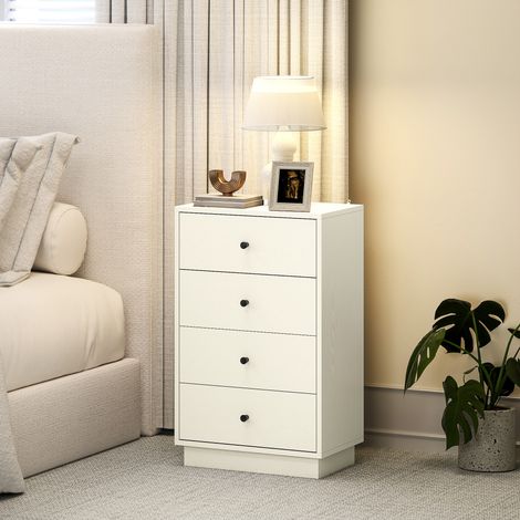 Commode 4 tiroirs moderne. meuble de rangement pour chambre à coucher. salon. entrée. 47 x 29 x 75 cm. crème