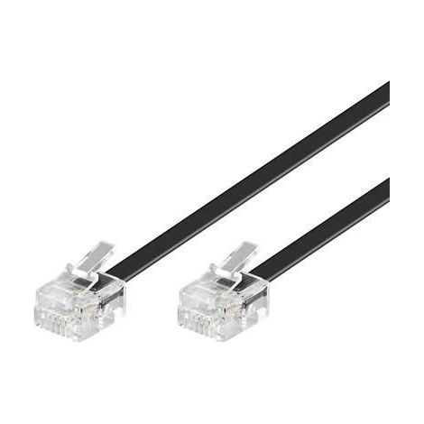 Microconnect RJ11 6P/4C, 2m Cable telefónico Negro - Cable para teléfonos fijos (2m, 2 m, RJ-11, RJ-11, Negro, Male Connector/Male Connector)