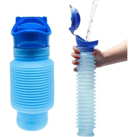 Toilettes de camping portables et réutilisables pour hommes et femmes, WC d'urgence, 1 bouteille d'urine incluse, pliables et portables. (1/5)