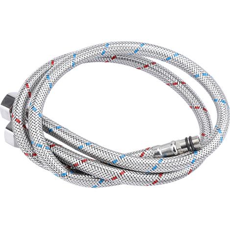 2 Tuyaux d'alimentation en eau flexibles en acier inoxydable, raccords de robinet 2 pièces, chaud/froid, filetage EU G3/8" (1/5)