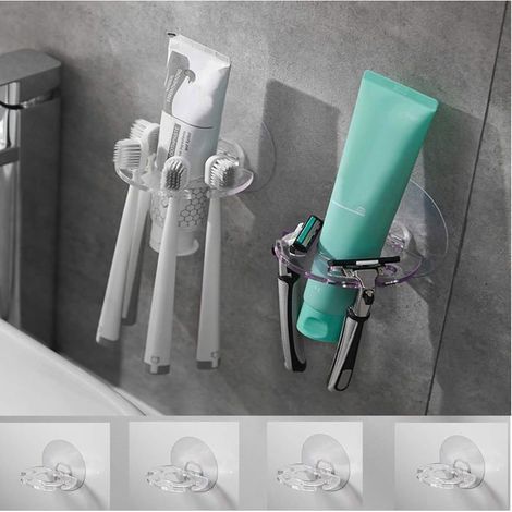 Set of 4 wall-mounted toothbrush holders for bathroom