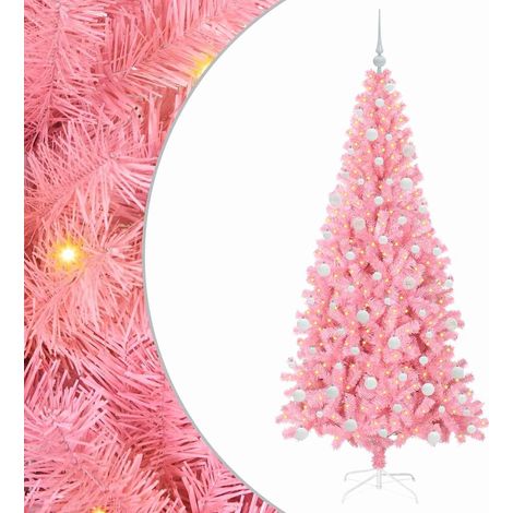 Sapin de Noël,Arbre de Noël avec 300 LED avec support Rose 180 cm PVC CFW99117 (1/5)