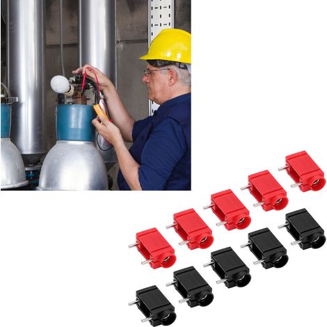 Set mit 5 roten und schwarzen Bananensteckern für Leiterplatten J.40024, 4 mm, seitliche Montage, speziell für Leiterplatten. (1/5)