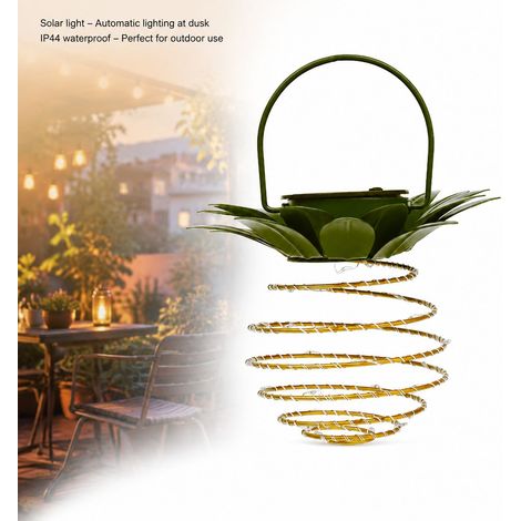 Toivize-Lanterne Solaire - 24 LED - Fer Doré 15.5x22cm - Étanche IP44 - Luminaire Jardin Suspendu Décoration Extérieure Terrasse (1/4)