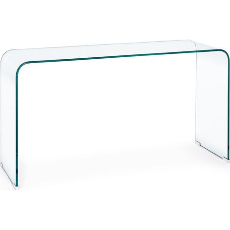 Scrivania "Iride" porta PC con struttura in vetro trasparente 125 X 40 cm per ufficio e cameretta (1/4)