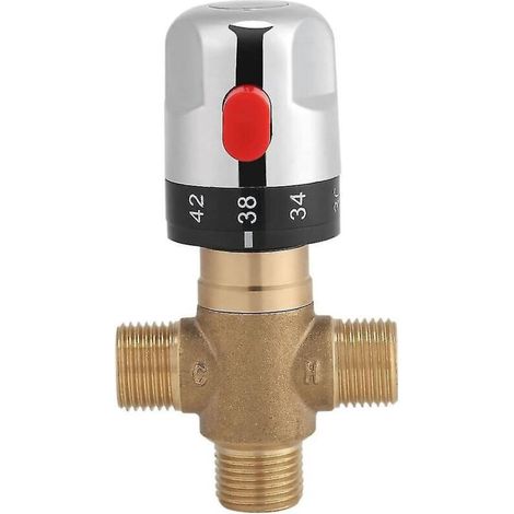 Mitigeur thermostatique en laiton massif G1/2 pour système de douche, contrôle de la température de l'eau, tuyau de lavabo T (1/5)