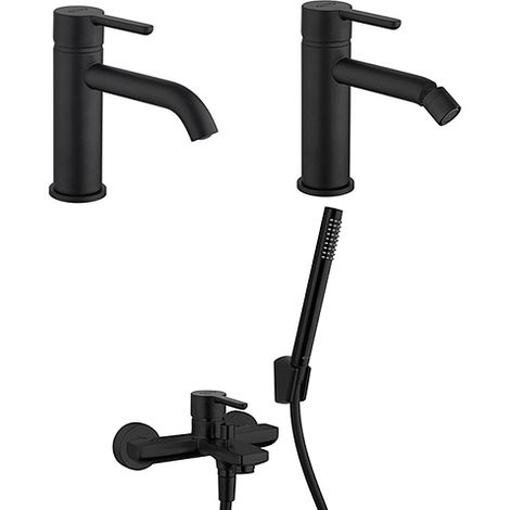 Set Rubinetti Jacuzzi per lavabo e bidet senza scarico e vasca serie Sunset YO nero opaco (1/5)