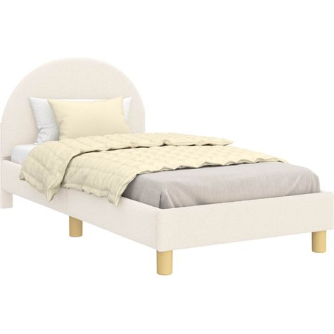 Children's Bed Frame with Headboard Cream 80 x 160 cm Bouclé vidaXL