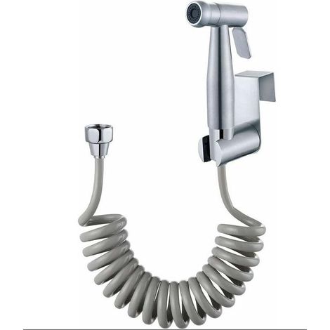 Douchette pour robinet kit bidet de toilette, avec crochet et tuyau flexible télescopique ABS 59", hygiène personnelle quotidienne, couleur gris (1/5)