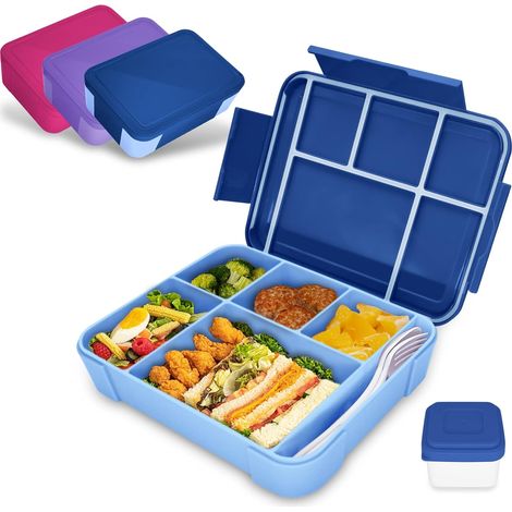 Brotdose Kinder mit Fächern - Dichtschließende Bento Box für Mädchen & Jungen (Perfekt für Schule, Kindergarten & Ausflüge)