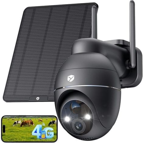 4G LTE Camera Surveillance Exterieure sans Fil, 2K 3MP (1/5)