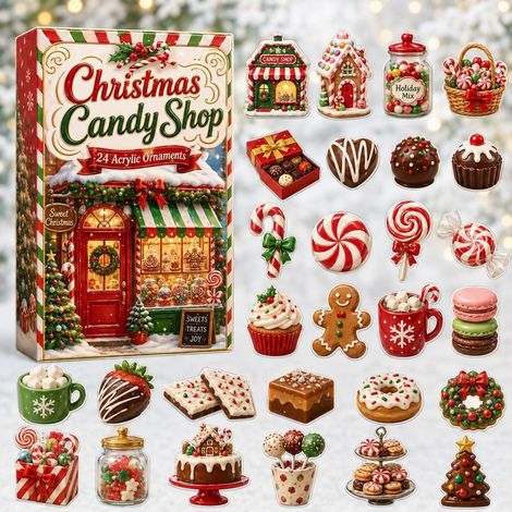 Calendrier de l'Avent 2026 - 24 cases - rouge, vert, blanc - en acrylique - 24 jours de Noël - Décorations à suspendre - Décoration pour sapin de Noël - Idéal pour les fêtes de Noël et la décoration i (1/5)