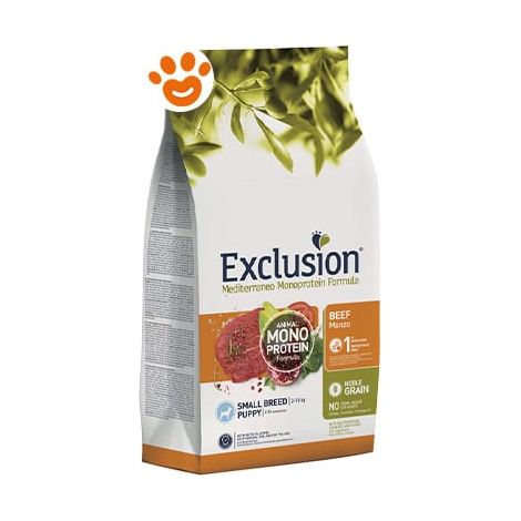 Exclusion Dog Mediterraneo Monoproteico Noble Grain Puppy Small Breed Manzo - Sacco 2 Kg -