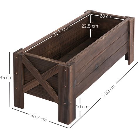 Pot de jardin surélevé et pot rectangulaire d'extérieur, 100 x 36,5 x 36 cm (1/5)