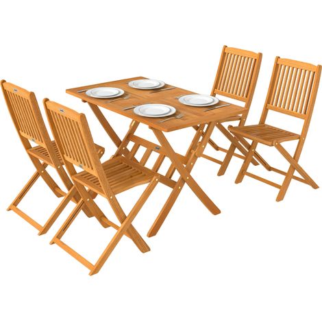 Outsunny Set Pranzo Giardino Pieghevole, 5 Pezzi, Design a Doghe Naturale (1/5)