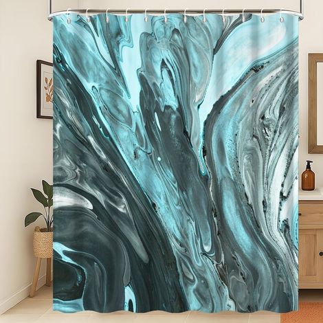 Abstrait Moderne Luxe Rideau de Douche Marbre Vert foncé texturé Rideau de Salle de Bain imperméable Minimalisme 3D Dégradé ombré Lavable en Machine Décoration de Salle de Bain 120x180cm (1/5)