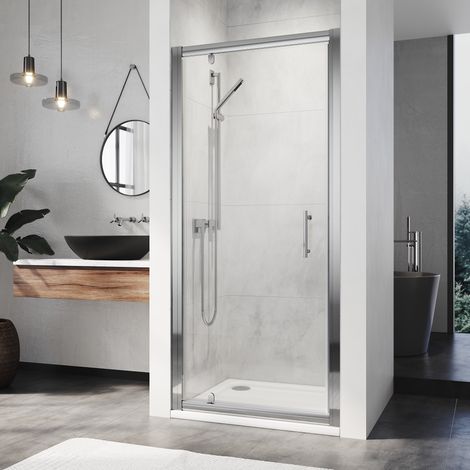 ELEGANT 1000mm Pivot Hinge Shower Door with 1000x800mm Rectangular SMC Tray and Waste Trap (1/5)