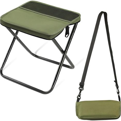 Tabouret Pliant Portable - Chaise Télescopique Légère - Pour Camping Pêche Randonnée Jardin - Vert Petit Modèle (1/5)