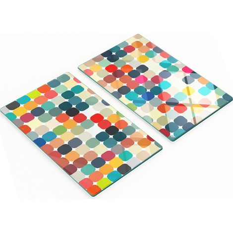 Tableros de vidrio elegantes y duraderos con estampado de formas geom茅tricas, 2x30x52 cm.