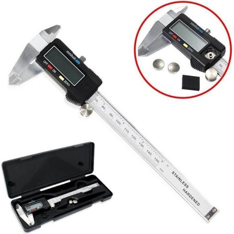 Pied à coulisse Micromètre numérique LCD 0-150mm en acier inoxydable - Argent (1/4)