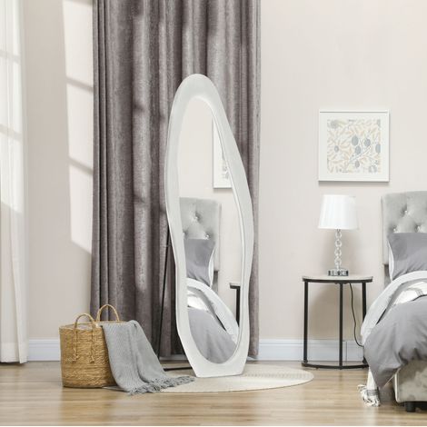 Miroir pleine longueur 50 x 160 cm avec cadre blanc ondulé (1/5)