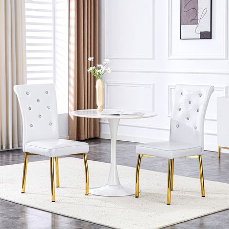Lot de 2 fauteuils de espace repas rétro simili cuir crocodile design luxueux pieds métal plaqué or. boucle cristal (1/5)