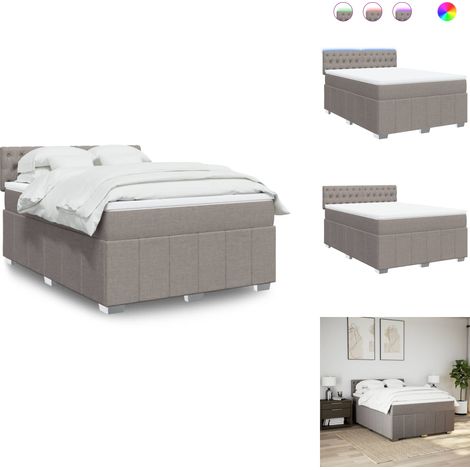 Sommier à lattes de lit avec matelas Taupe 160x200 cm Tissu - Sommier À Lattes De Lit - Sommiers À Lattes De Lit - Lit - Meuble De Chambre À Coucher (1/5)