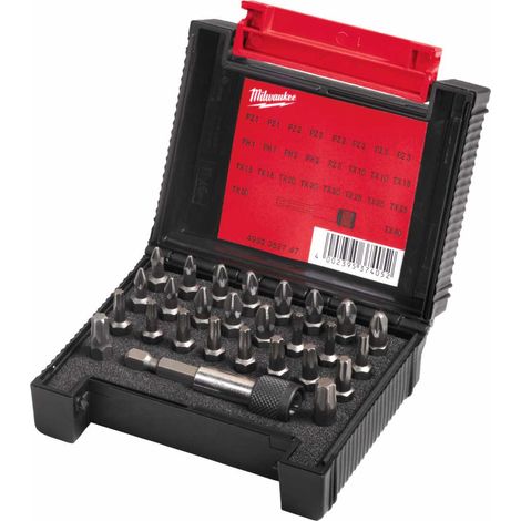 Milwaukee Schrauberbitkassette PH/PZ/TX - Kreuzschlitz, Phillipps, Pozidriv, Torx - Set 27-teilig (1/2)