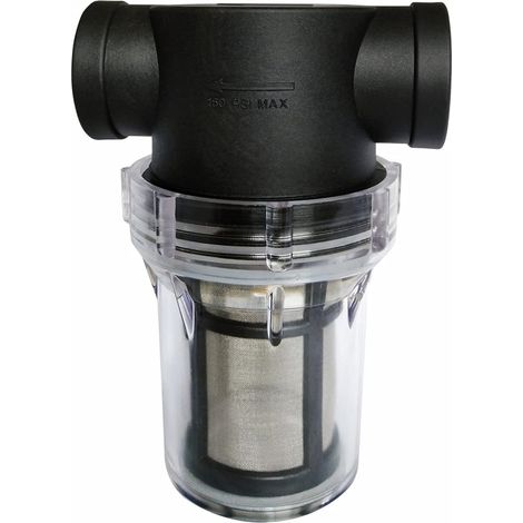Suerhatcon Pipeline-Wasserpumpenfilter 3/4 Zoll mit 100 Mesh-Edelstahlsieb, Inline-Mesh-Filter für die Gartenbewässerung