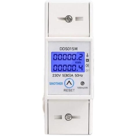 220 V Compteur Electrique Consommation, D'énergie 50Hz Digital LCD Monophasé Compteur d'énergie Wattmètre Montage sur rail DIN avec rétroéclairage mesure consommation electrique 5-80A 230V (1/5)