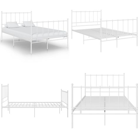 Estructura de cama sin colchón metal blanco 120x200 cm - Estructura de cama - Cama doble