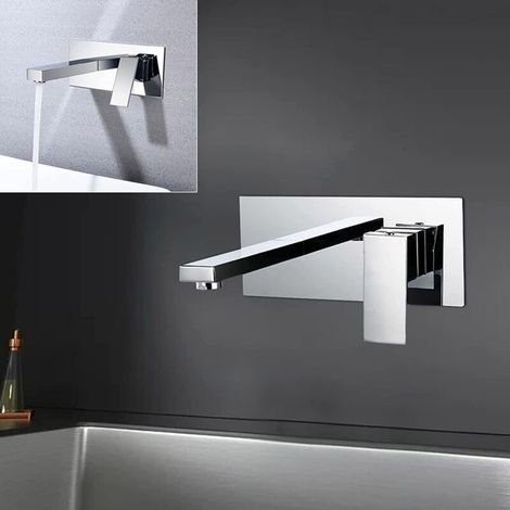 Rubinetto per lavabo a parete in ottoneInstallazione rapidaRegolatori per acqua calda e freddaSuperfici metalliche per il bagno