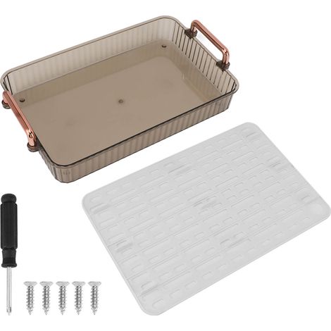 Tea Tray Rectangular Double Layer Drainage Rack Tea Serving Tray for Parties Coffee Table Kitchen Large Size White