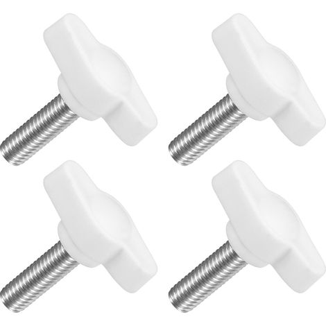 4pcs Boutons à Ailettes en T, M6 x 20 Vis à Pouce Inox 304 Blanc (1/5)