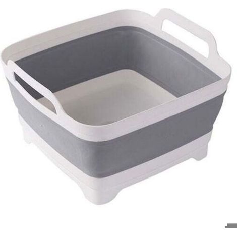 Évier pliable avec bouchon de vidange et poignées de transport, grande capacité de 9 L, pour camping-car, pour légumes, fruits (1/4)