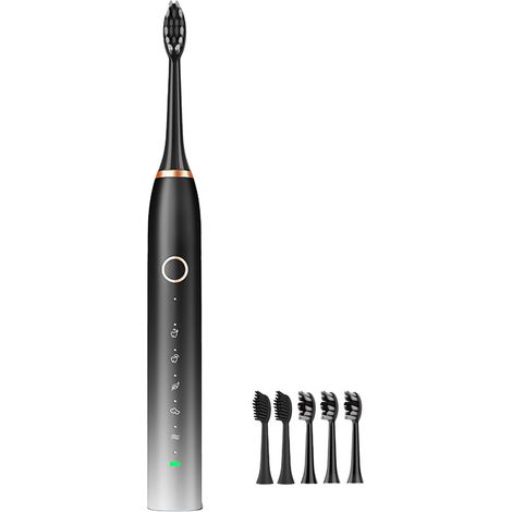 Brosse à dents électrique IPX7 étanche, rechargeable USB, 5 têtes de rechange, brosse dentaire pour toute la famille à la maison (1/5)