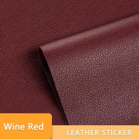 Papier peint,Patch de réparation auto-adhésif en cuir PU,pour sièges de voiture,papier peint imperméable- Wine Red -50CM x 137CM[A]