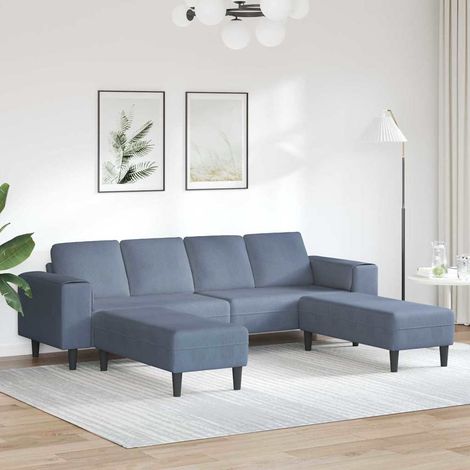 Canapé Bleu 250 x 188 x 76 cm Tissu en velours côtelé vidaXL (1/4)