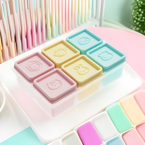 Boîte à glaçons et aliments pour bébés en silicone avec 6 compartiments  Sans BPA, réutilisable et avec couvercle