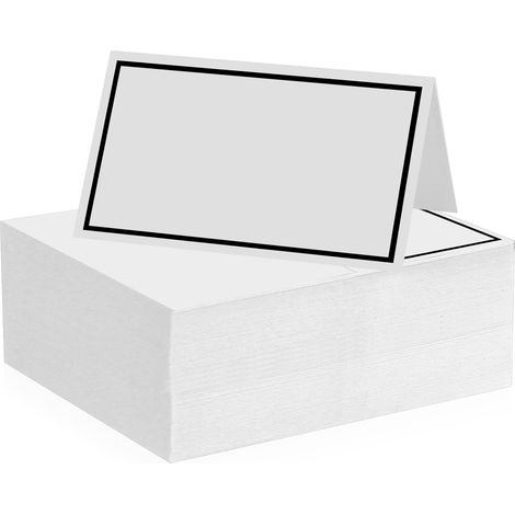 106-place, Bordure noire, Carton blanc, Pliable, Pour mariage anniversaire baptême (1/5)