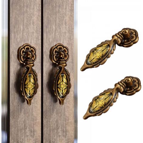 Lot de 2 poignées de meuble suspendues en alliage de zinc, style antique Sunburst, avec vis, pour tiroirs de cuisine et armoires (1/5)