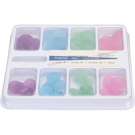 Lot de 40 disques de polissage dentaire, surfaces abrasives multicolores, meulage dentaire, mandrin type A pour soins buccaux (1/5)
